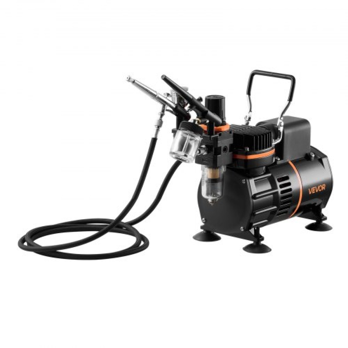 Σετ VEVOR Airbrush Kit, 1/6 HP, Air Brush Kit με αεροσυμπιεστή, 3 Dual-Action Professional Airbrushes with 3 Tips, Hose, Acrylic Paint, 2 Fans, Low Noise, for Cake Decorating, Model Painting, Nail Art