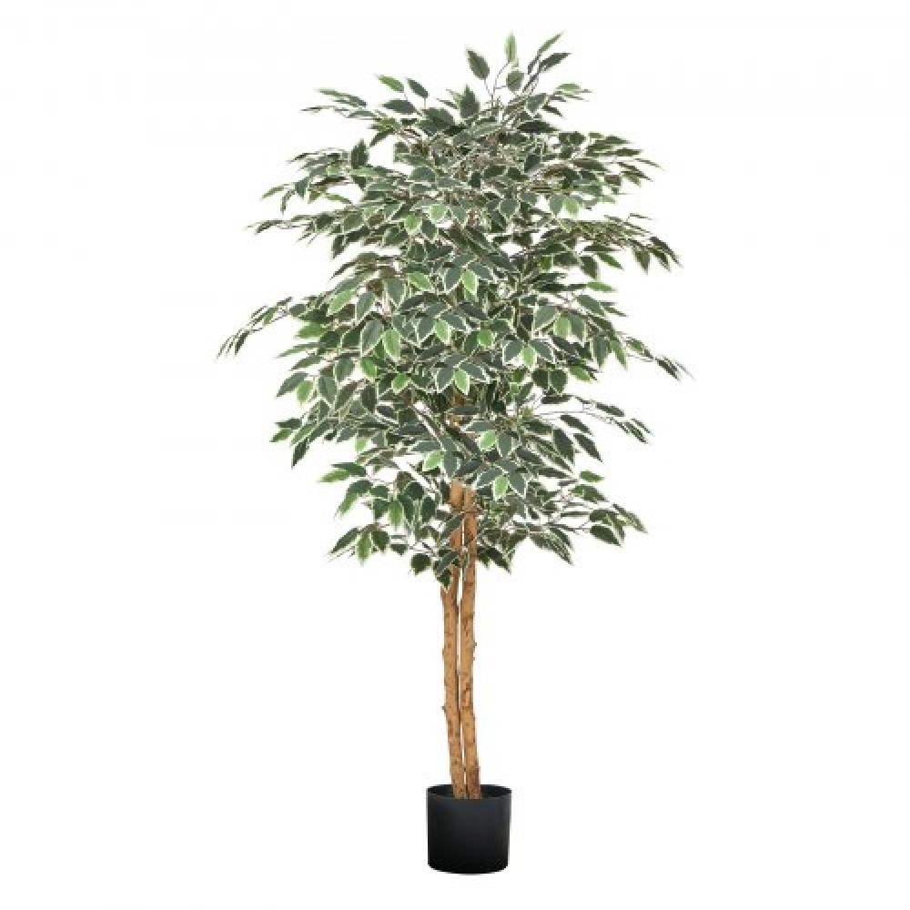 VEVOR Τεχνητό δέντρο Ficus 150 cm με Μαύρη γλάστρα, Ψηλό φυτό Faux Ficus με κορμό από φυσικό ξύλο και ρεαλιστικά πράσινα φύλλα, ψεύτικο μεταξωτό δέντρο εσωτερικού χώρου για διακόσμηση σπιτιού, γραφείου, σαλονιού ή γωνίας