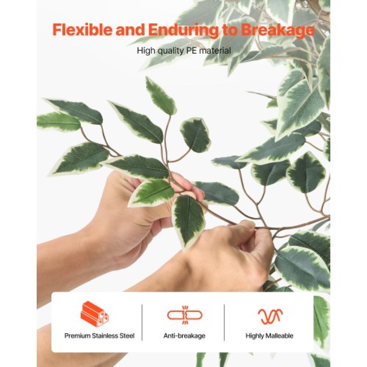 VEVOR Τεχνητό δέντρο Ficus 150 cm με Μαύρη γλάστρα, Ψηλό φυτό Faux Ficus με κορμό από φυσικό ξύλο και ρεαλιστικά πράσινα φύλλα, ψεύτικο μεταξωτό δέντρο εσωτερικού χώρου για διακόσμηση σπιτιού, γραφείου, σαλονιού ή γωνίας