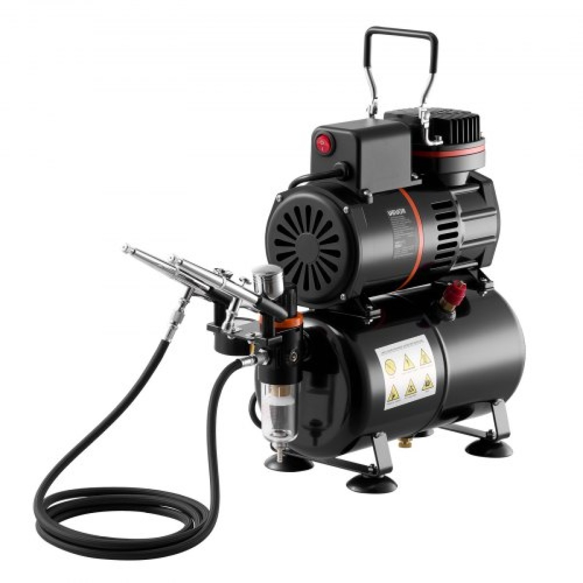 Σετ VEVOR Airbrush Kit, 1/6 HP, Air Brush Kit με αεροσυμπιεστή και δοχείο, 3 Dual-Action Professional Airbrushes with 3 Tips, Hose, Acrylic Paint, 2 Fans, for Cake Decorating, Model Painting, Nail Art