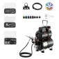 Σετ VEVOR Airbrush Kit, 1/6 HP, Air Brush Kit με αεροσυμπιεστή και δοχείο, 3 Dual-Action Professional Airbrushes with 3 Tips, Hose, Acrylic Paint, 2 Fans, for Cake Decorating, Model Painting, Nail Art