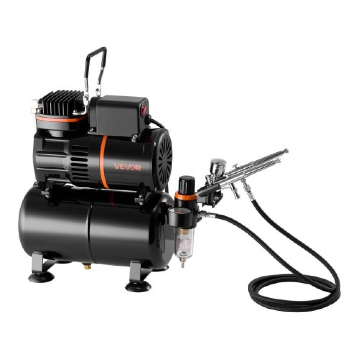 Σετ VEVOR Airbrush Kit, 1/6 HP, Air Brush Kit με αεροσυμπιεστή και δοχείο, 3 Dual-Action Professional Airbrushes with 3 Tips, Hose, Acrylic Paint, 2 Fans, for Cake Decorating, Model Painting, Nail Art