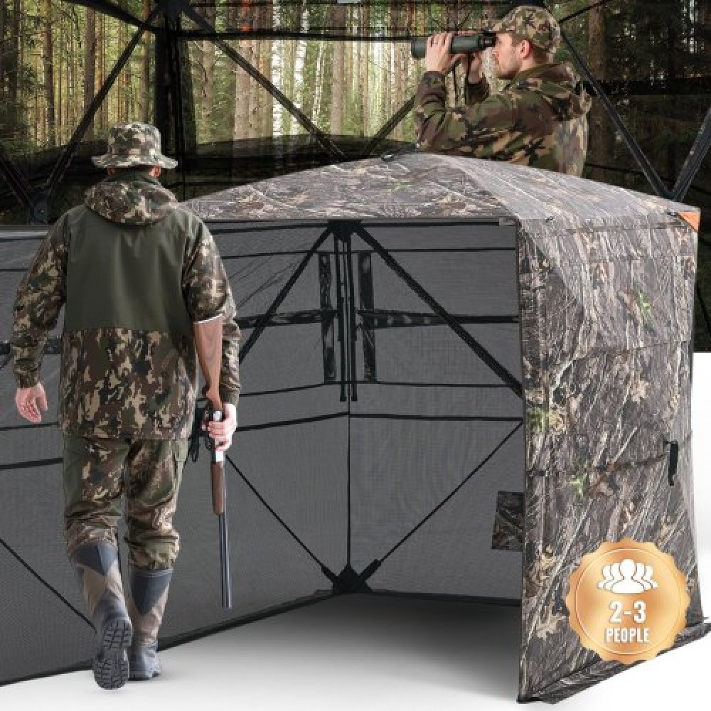 VEVOR Portable Hunting Blind See Through Ground Deer Blinds 2-3 Person Carry Bag