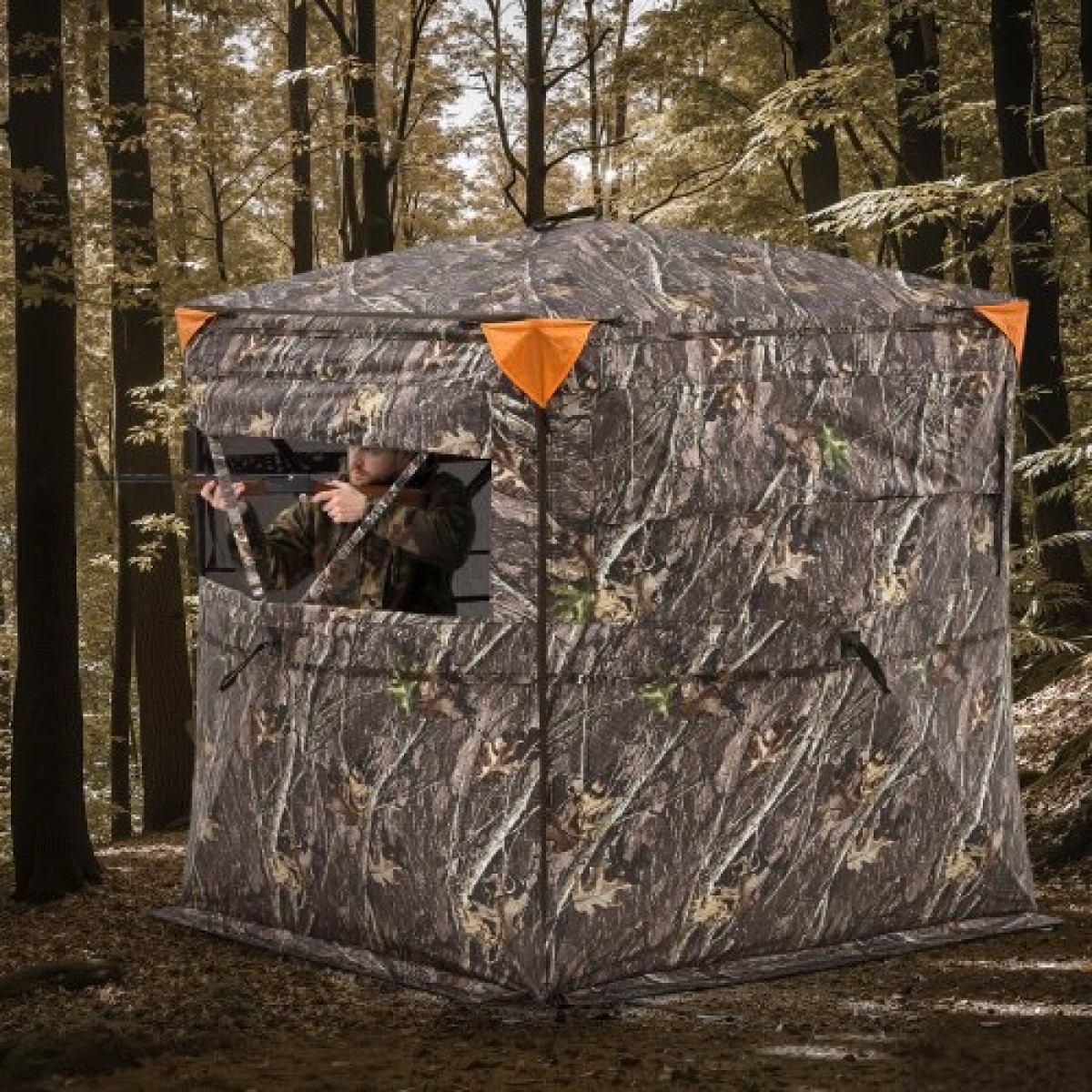 VEVOR Hunting Blind, περσίδες 2-3 ατόμων See Through Ground με τσάντα μεταφοράς, φορητή σκηνή παραλλαγής 360 μοιρών, ανθεκτικό κρυφό καταφύγιο με αθόρυβη πλαϊνή πόρτα και παράθυρο, για Τουρκία και ελάφια