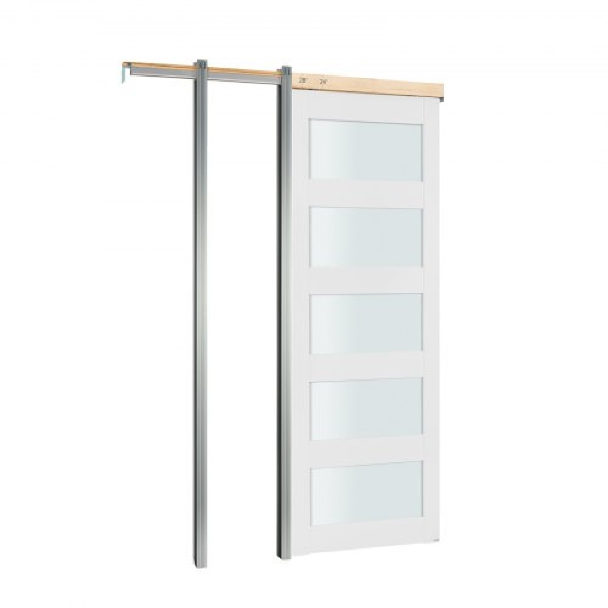 VEVOR Συρόμενη Πόρτα τσέπης, 765 x 2035 mm, Μονή Συρόμενη Πόρτα Frosted Glass 5 Lite με κιτ υλικού, στιβαρό μασίφ ξύλο & MDF Πλάκα για πόρτες τσέπης με αδιάβροχη επιφάνεια για κρεβατοκάμαρα Κουζίνα Μελέτη