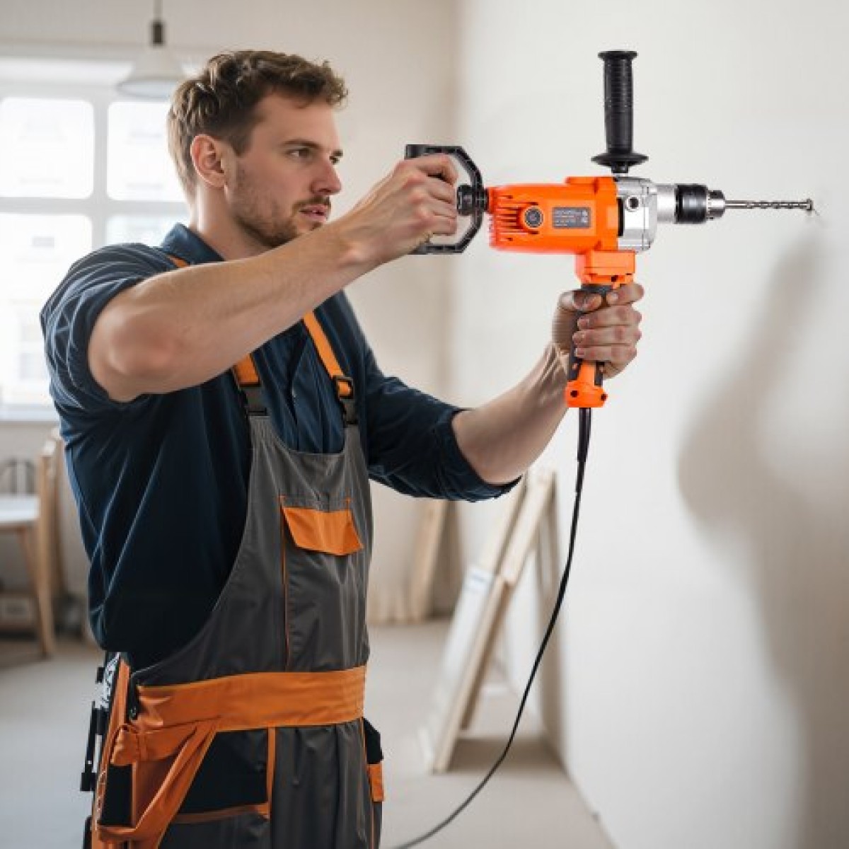 VEVOR Drill Mixer, 15,89mm Corded Electric Drill Mixer Set, 0-750RPM 3A Mixing Drills, Mixing Drills Machine with D-Handle for Drilling & Blending, Handheld Chiment Mixer for Food, Paint, Cement