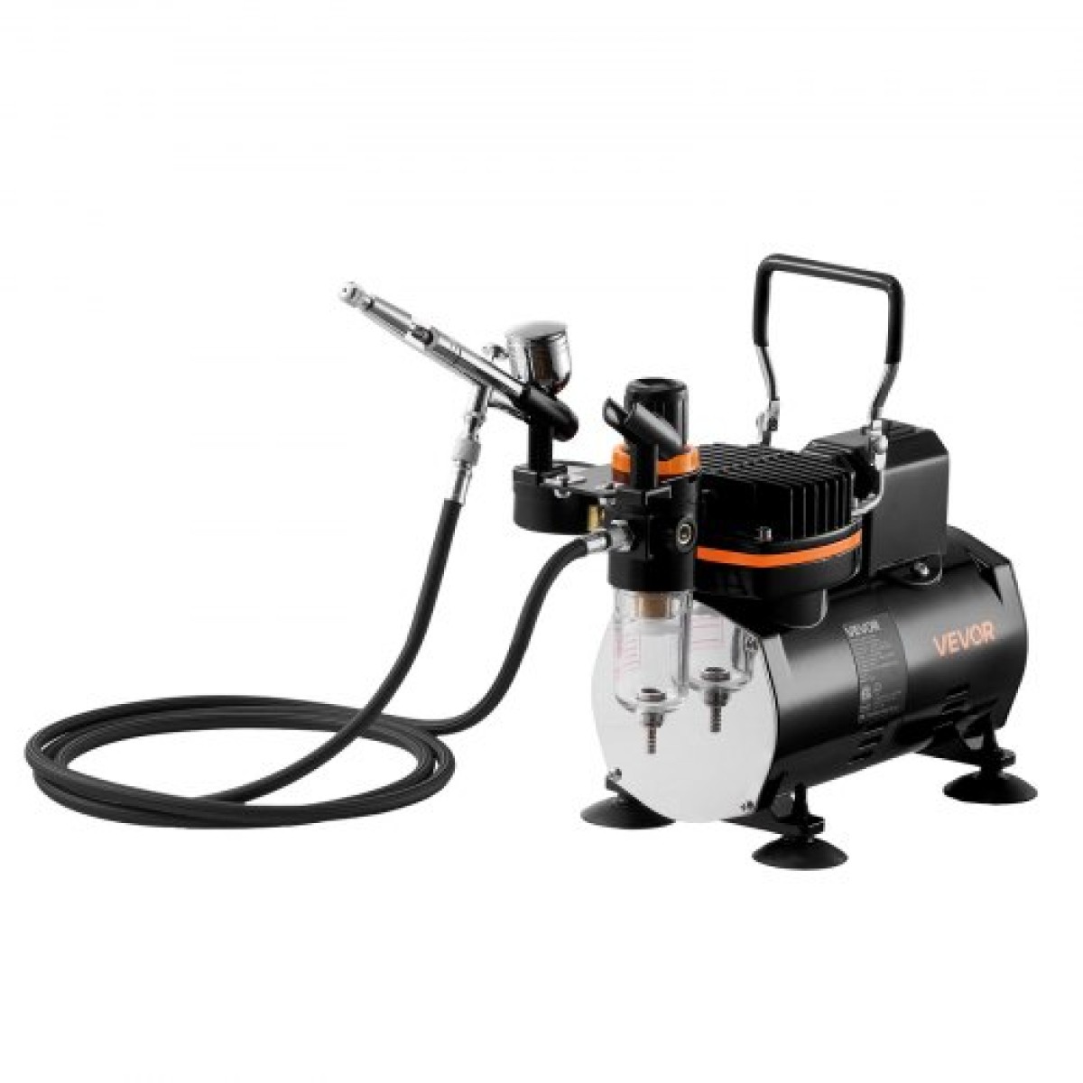 Σετ VEVOR Airbrush Kit, 1/6 HP, Air Brush Kit με αεροσυμπιεστή, 1 Dual-Action Professional Airbrush with 3 Tips, Hose, Hold, Cleaning Set, Low Noise, for Cake Decorating, Model Painting, Nail Art