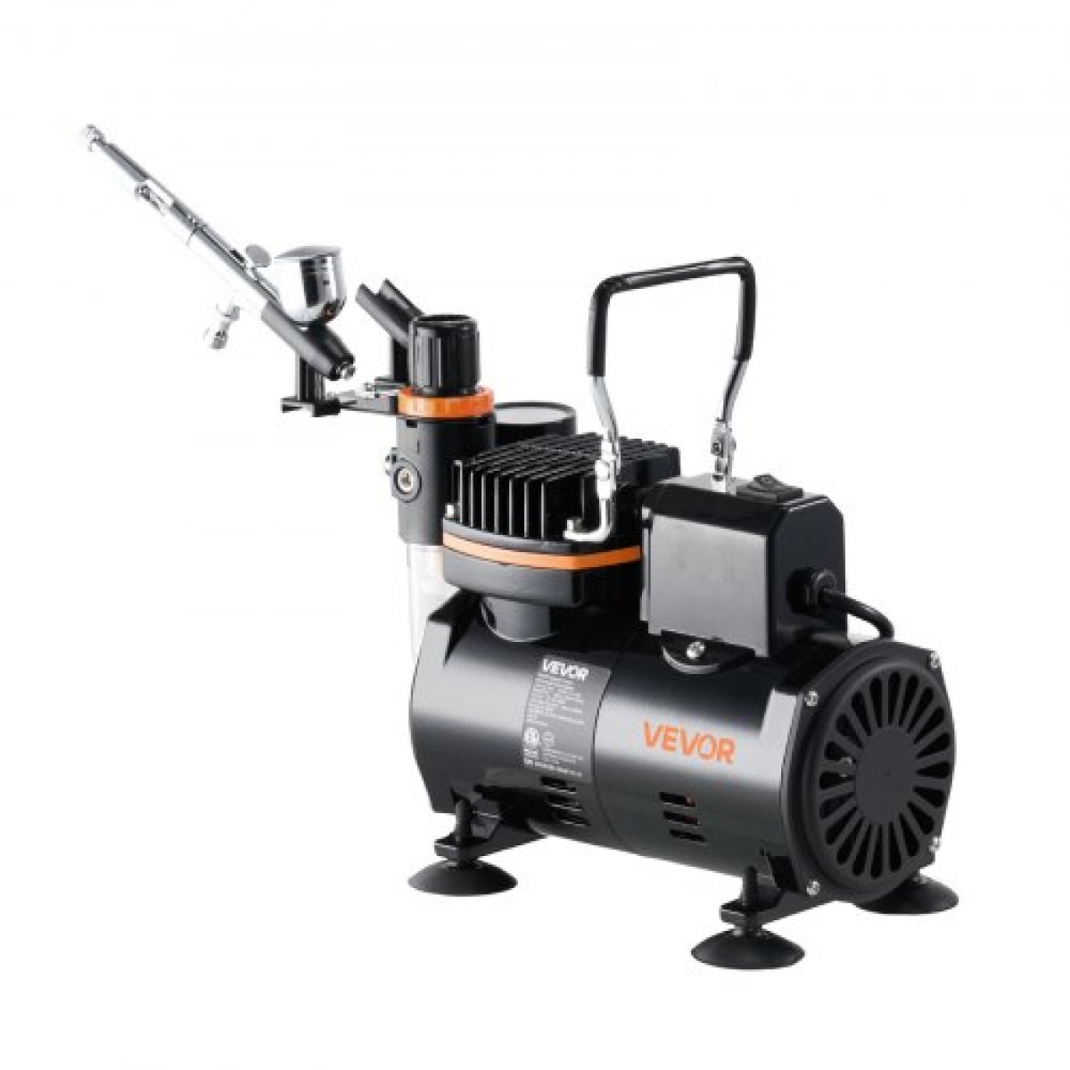 Σετ VEVOR Airbrush Kit, 1/6 HP, Air Brush Kit με αεροσυμπιεστή, 1 Dual-Action Professional Airbrush with 3 Tips, Hose, Hold, Cleaning Set, Low Noise, for Cake Decorating, Model Painting, Nail Art
