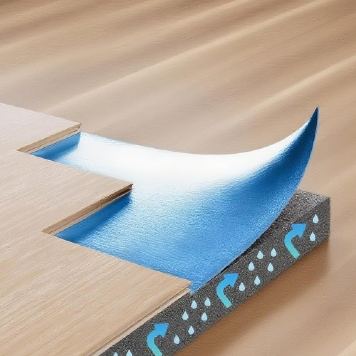 VEVOR Floor Underlayment 37.2 m² 3mm Recycled Fiber Sound/Vapor Barrier Blue