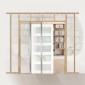 VEVOR Συρόμενη πόρτα τσέπης, 915 x 2035 mm, 5-Lite Frosted Glass Μονή συρόμενη πόρτα με κιτ υλικού, στιβαρό μασίφ ξύλο & MDF Πλάκα για πόρτες τσέπης με αδιάβροχη επιφάνεια για υπνοδωμάτιο κουζίνα δωμάτιο μελέτης