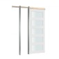 VEVOR Συρόμενη πόρτα τσέπης, 915 x 2035 mm, 5-Lite Frosted Glass Μονή συρόμενη πόρτα με κιτ υλικού, στιβαρό μασίφ ξύλο & MDF Πλάκα για πόρτες τσέπης με αδιάβροχη επιφάνεια για υπνοδωμάτιο κουζίνα δωμάτιο μελέτης