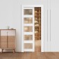 VEVOR Συρόμενη πόρτα τσέπης, 915 x 2035 mm, 5-Lite Frosted Glass Μονή συρόμενη πόρτα με κιτ υλικού, στιβαρό μασίφ ξύλο & MDF Πλάκα για πόρτες τσέπης με αδιάβροχη επιφάνεια για υπνοδωμάτιο κουζίνα δωμάτιο μελέτης