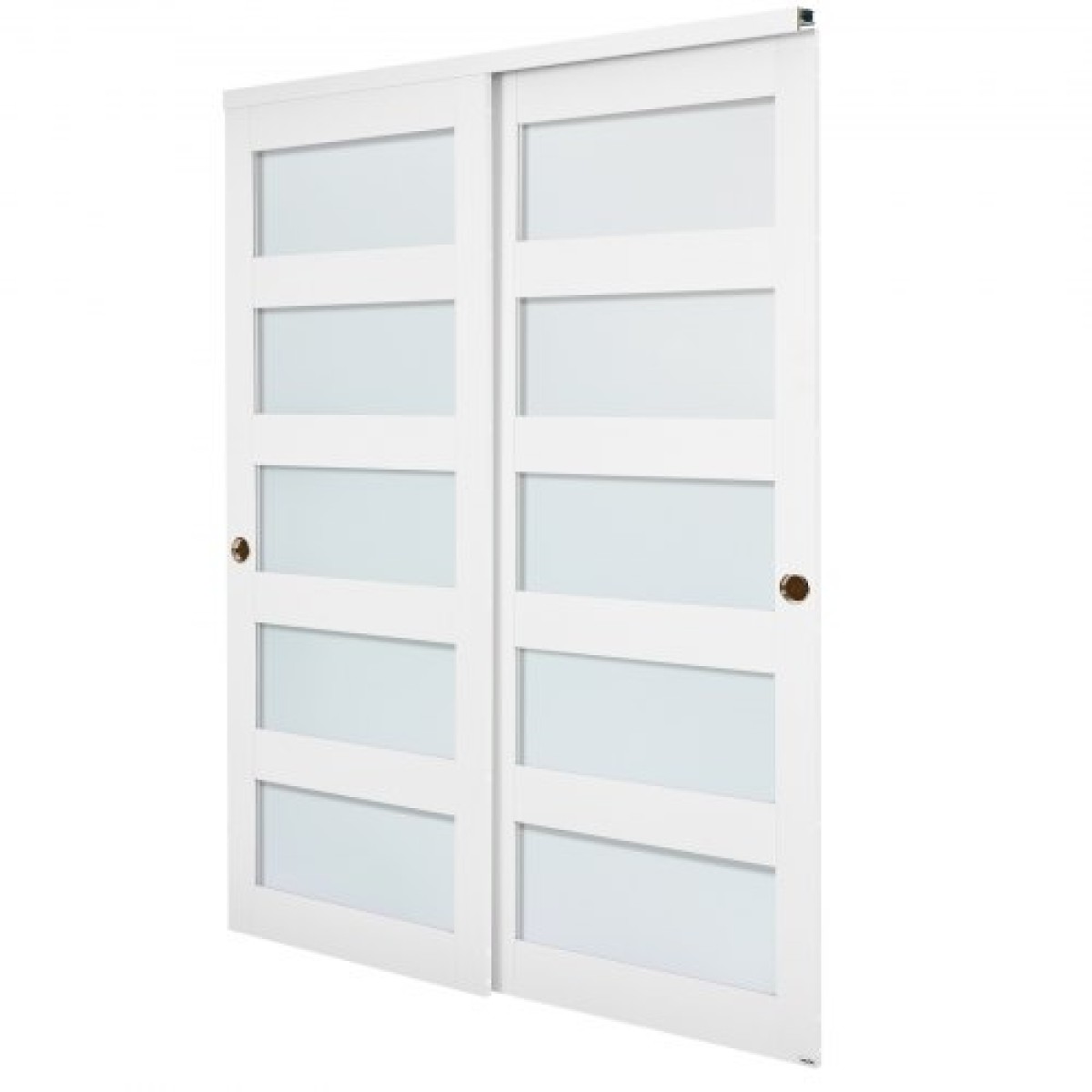 VEVOR Συρόμενη Πόρτα Ντουλάπας, 1524mm (Διπλή 787mm) x 2032mm, Συρόμενες Πόρτες Bypass 5-Lite Frosted Glass με κιτ υλικού, πλάκα από μασίφ ξύλο & MDF με αδιάβροχη επιφάνεια PVC για ντουλάπες Υπνοδωμάτια