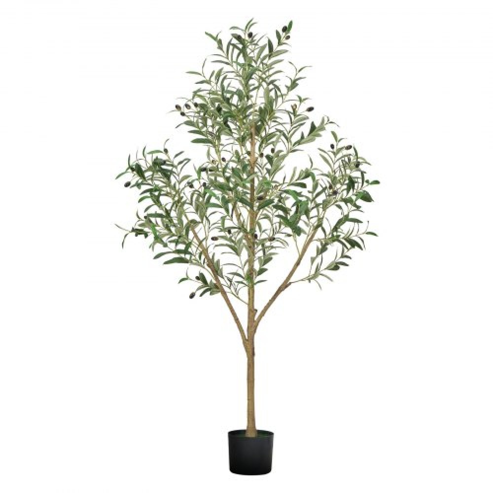 VEVOR 150cm Τεχνητή ελιά με Μαύρη γλάστρα, Ψηλό ψεύτικο δέντρο με κορμό από φυσικό ξύλο & ρεαλιστικά πράσινα φύλλα και καρπούς, ψεύτικο φυτό εσωτερικού χώρου για σπίτι, γραφείο, σαλόνι, γωνιακή διακόσμηση