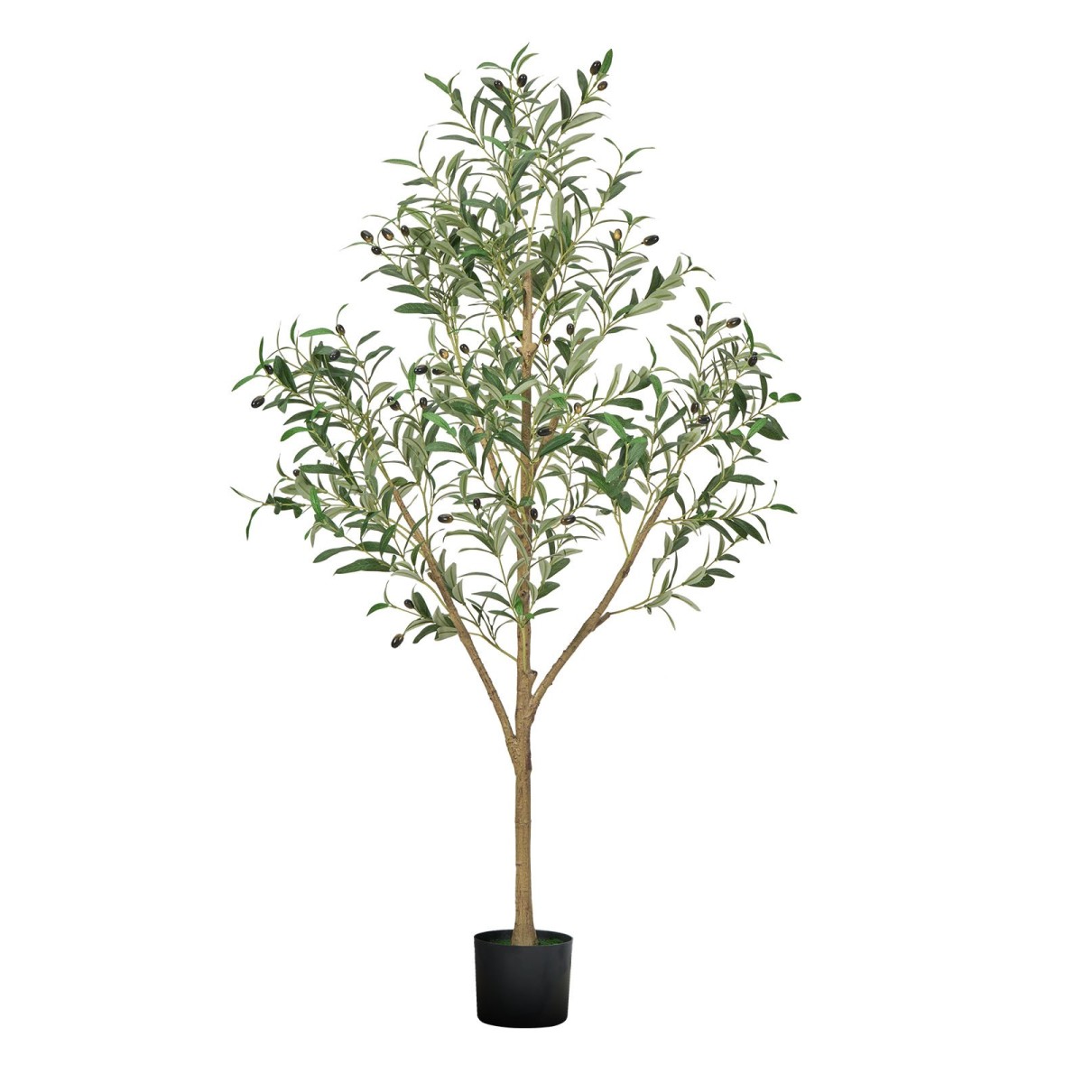 VEVOR 150cm Τεχνητή ελιά με Μαύρη γλάστρα, Ψηλό ψεύτικο δέντρο με κορμό από φυσικό ξύλο & ρεαλιστικά πράσινα φύλλα και καρπούς, ψεύτικο φυτό εσωτερικού χώρου για σπίτι, γραφείο, σαλόνι, γωνιακή διακόσμηση