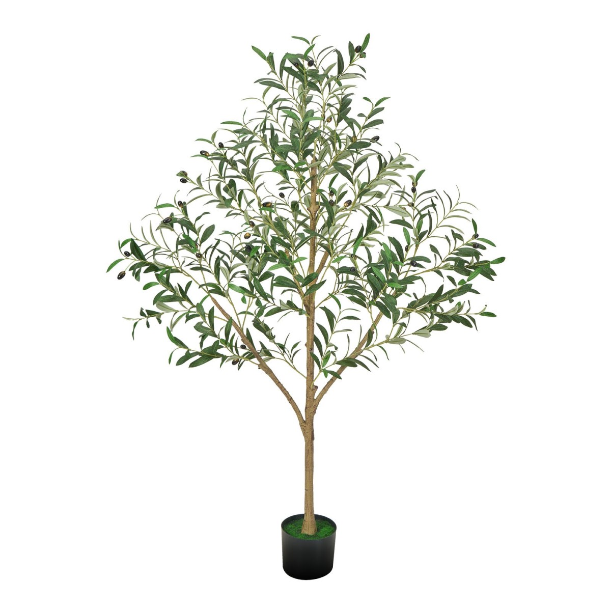 VEVOR 150cm Τεχνητή ελιά με Μαύρη γλάστρα, Ψηλό ψεύτικο δέντρο με κορμό από φυσικό ξύλο & ρεαλιστικά πράσινα φύλλα και καρπούς, ψεύτικο φυτό εσωτερικού χώρου για σπίτι, γραφείο, σαλόνι, γωνιακή διακόσμηση