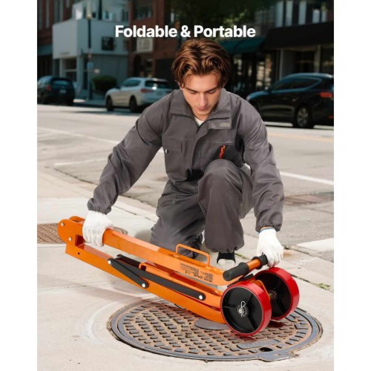 VEVOR Magnetic Lift Lifter Dolly, 600 kg ικανότητα έλξης, Steel Dolly με ανυψωτικό μαγνήτη βαρέως τύπου και 2 τροχούς, ρυθμιζόμενη λαβή, N42 νεοδύμιο, πτυσσόμενο και φορητό, για ανύψωση καλυμμάτων φρεατίων
