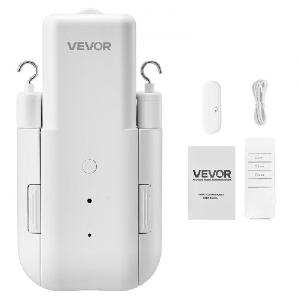 VEVOR Αυτόματο ανοιχτήρι κουρτινών, APP και τηλεχειριστήριο, Περιλαμβάνεται Hub, Ηλεκτρικό έξυπνο ανοιχτήρι κουρτινών συμβατό με Alexa και Google Home, χρονομετρημένο άνοιγμα και κλείσιμο, για ράγες σε σχήμα U/I