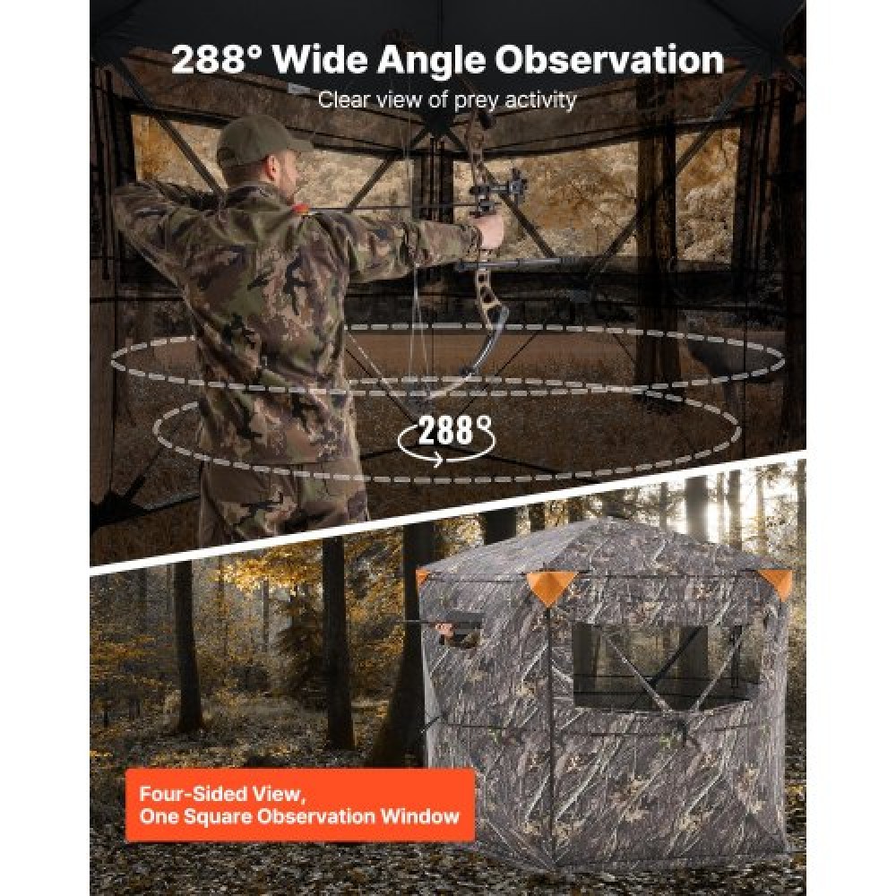 VEVOR Portable Hunting Blind See Through Ground Deer Blinds 6-7 Person Carry Bag