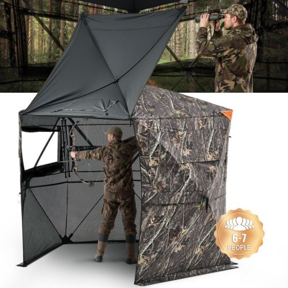 VEVOR Portable Hunting Blind See Through Ground Deer Blinds 6-7 Person Carry Bag