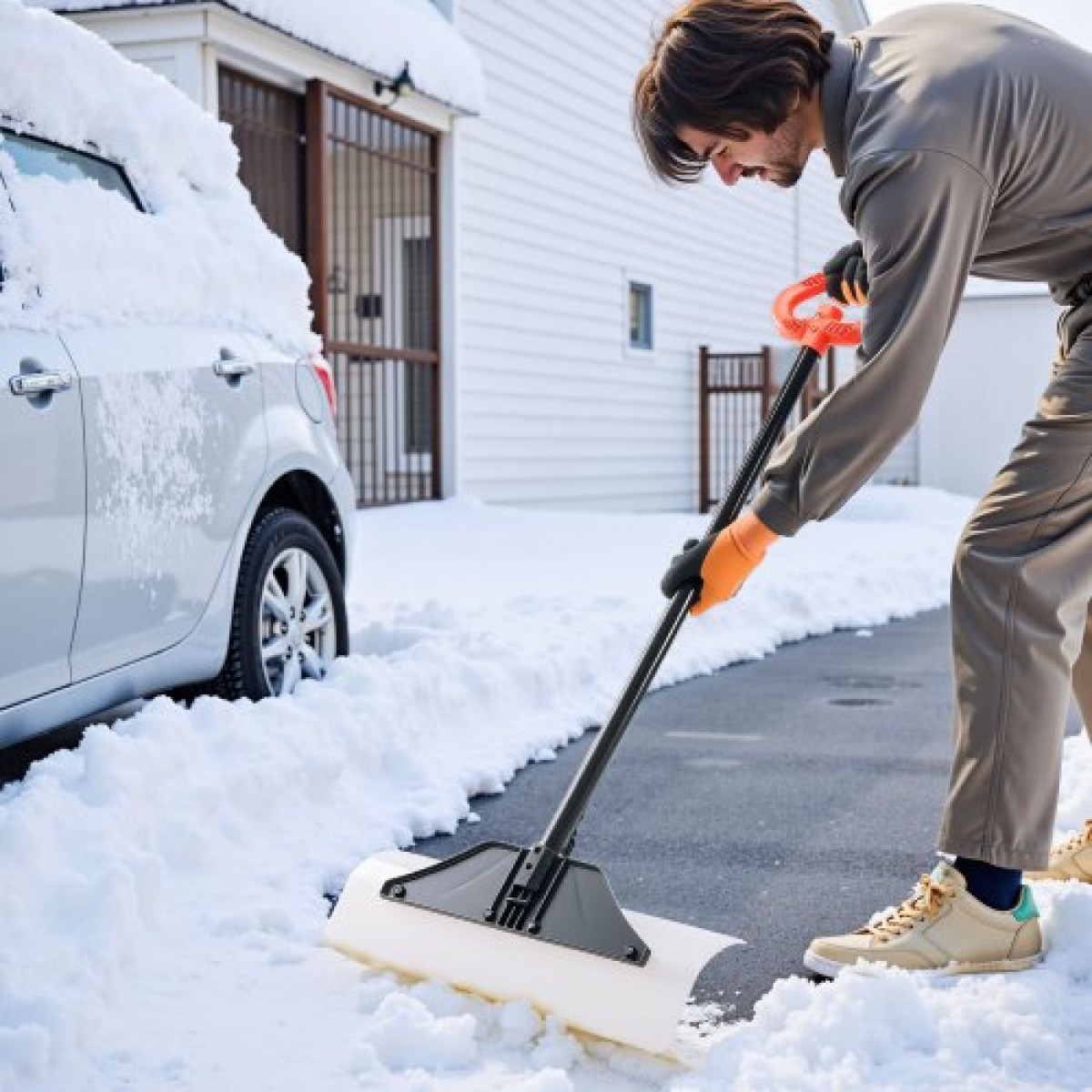 Φτυάρι VEVOR Snow Pusher, Φτυάρι Εξωτερικού Χιονιού πλάτους 61 cm με Εργονομική λαβή, HDPE Πλαστική Λεπίδα, Χειμερινά Φτυάρια με Τμηματοποιημένη Λαβή, Φορητό εργαλείο αφαίρεσης χιονιού για Κάμπινγκ Driveway Garden
