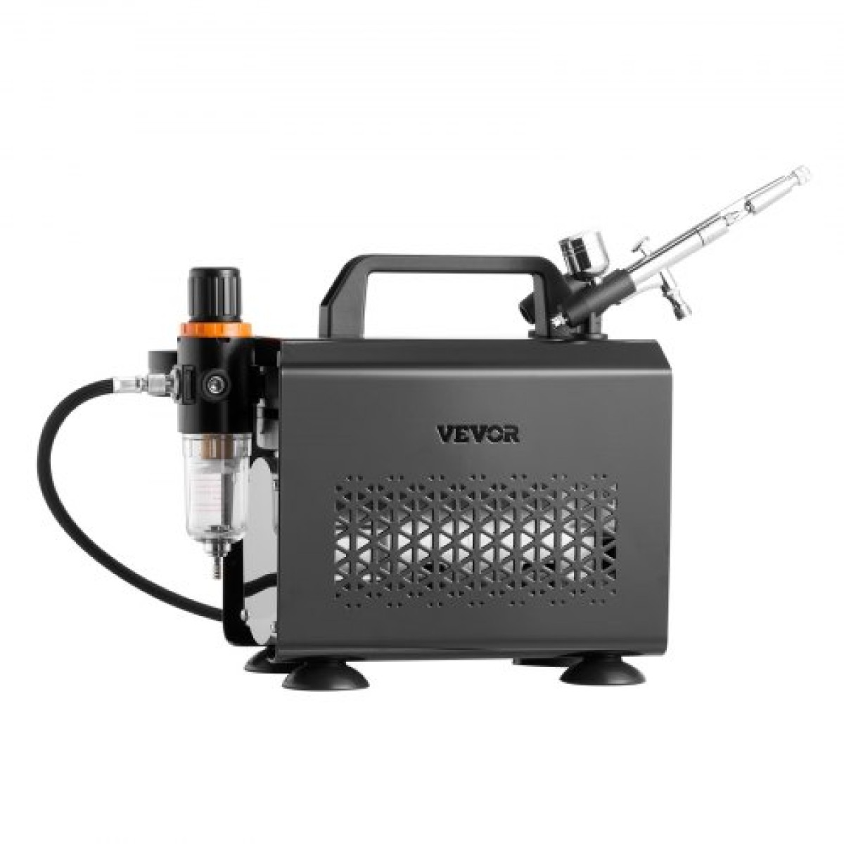Σετ VEVOR Airbrush Kit, 1/6 HP, Air Brush Kit με αεροσυμπιεστή, 1 Dual-Action Professional Airbrush with 3 Tips, Hose, Acrylic Paint, Brush, Low Noise, for Cake Decorating, Model Painting, Nail Art