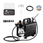 Σετ VEVOR Airbrush Kit, 1/6 HP, Air Brush Kit με αεροσυμπιεστή, 1 Dual-Action Professional Airbrush with 3 Tips, Hose, Acrylic Paint, Brush, Low Noise, for Cake Decorating, Model Painting, Nail Art
