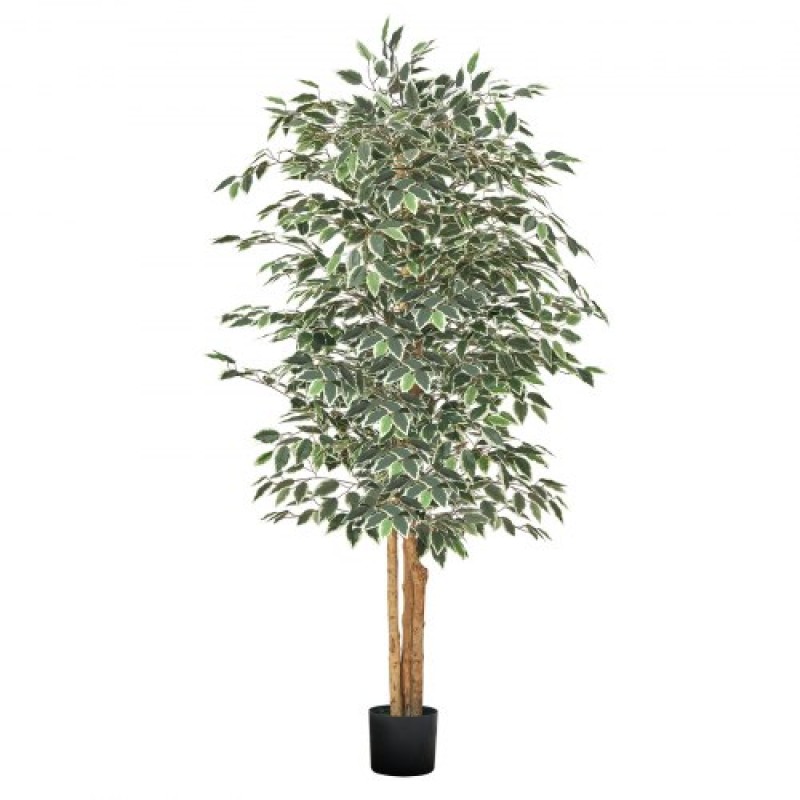 VEVOR Τεχνητό δέντρο Ficus 180 cm με Μαύρη γλάστρα, Ψηλό φυτό Faux Ficus με κορμό από φυσικό ξύλο και ρεαλιστικά πράσινα φύλλα, ψεύτικο μεταξωτό δέντρο εσωτερικού χώρου για διακόσμηση σπιτιού, γραφείου, σαλονιού ή γωνίας