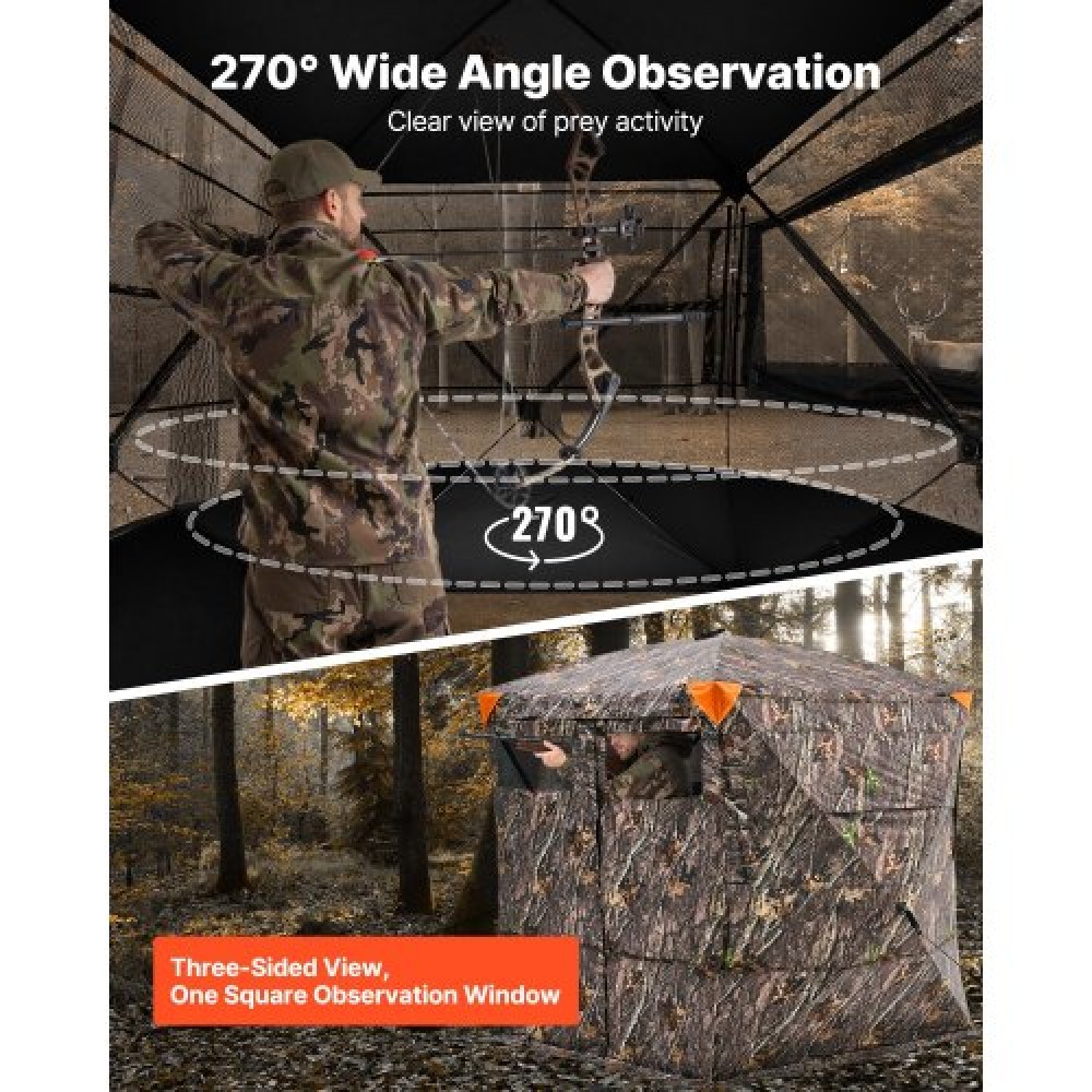 VEVOR Portable Hunting Blind See Through Ground Deer Blinds 4-5 Person Carry Bag
