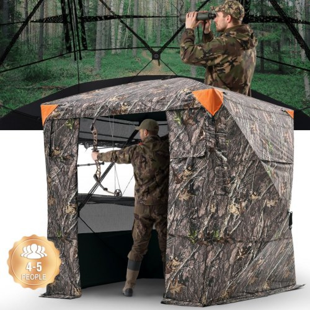 VEVOR Portable Hunting Blind See Through Ground Deer Blinds 4-5 Person Carry Bag