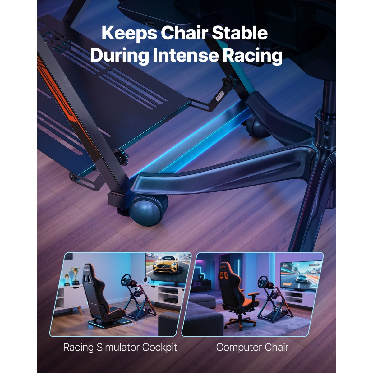 VEVOR Racing Wheel Stand, Ρυθμιζόμενη και αναδιπλούμενη βάση προσομοιωτή για Logitech G923 G920 G29 G27, Thrustmaster T300RS TX F458 T500RS T3PA-PRO(F1/GT) Πιλοτήριο παιχνιδιών, Προσομοιωτής Πεντάλ ΔΕΝ Περιλαμβάνεται, Comp