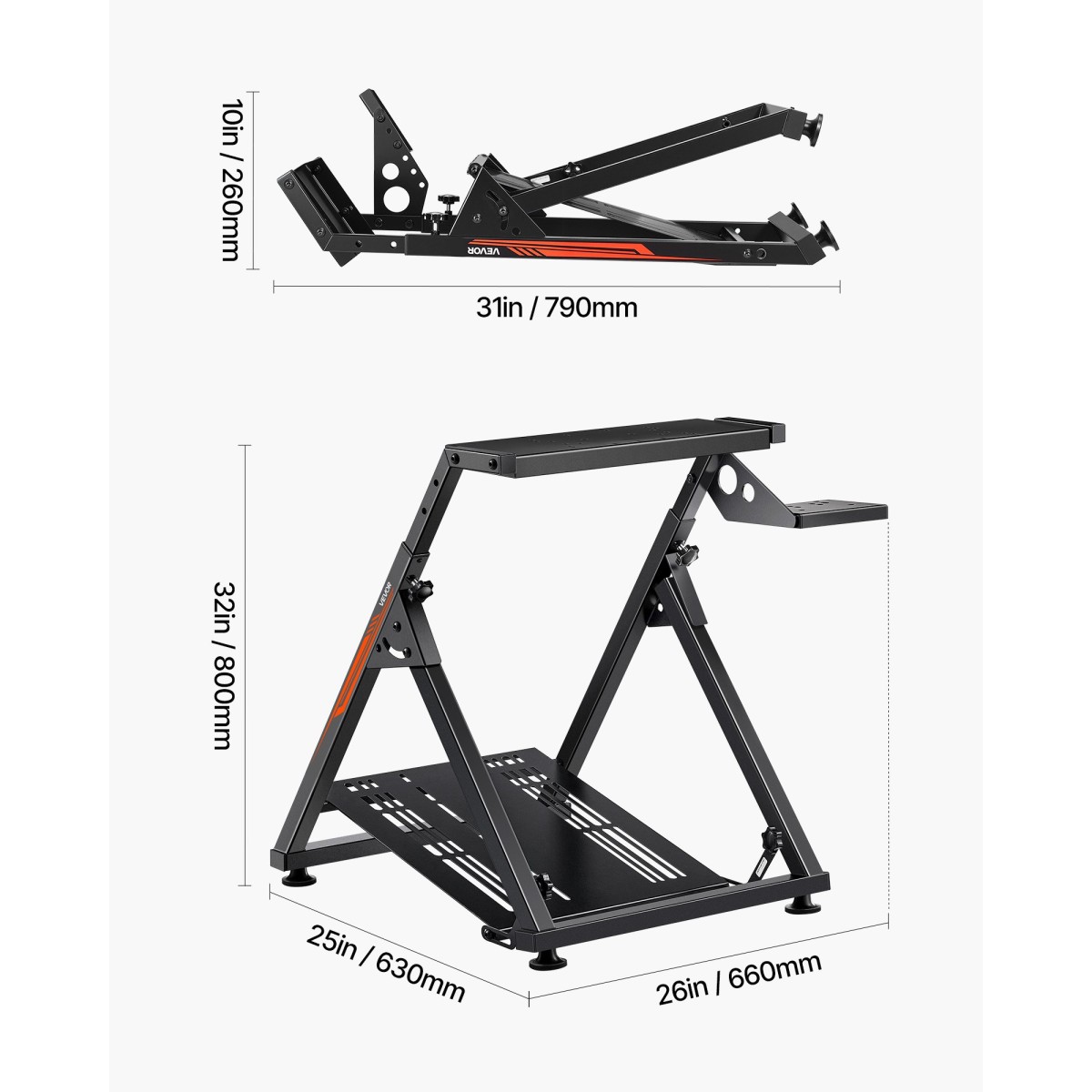 VEVOR Racing Wheel Stand, Ρυθμιζόμενη και αναδιπλούμενη βάση προσομοιωτή για Logitech G923 G920 G29 G27, Thrustmaster T300RS TX F458 T500RS T3PA-PRO(F1/GT) Πιλοτήριο παιχνιδιών, Προσομοιωτής Πεντάλ ΔΕΝ Περιλαμβάνεται, Comp