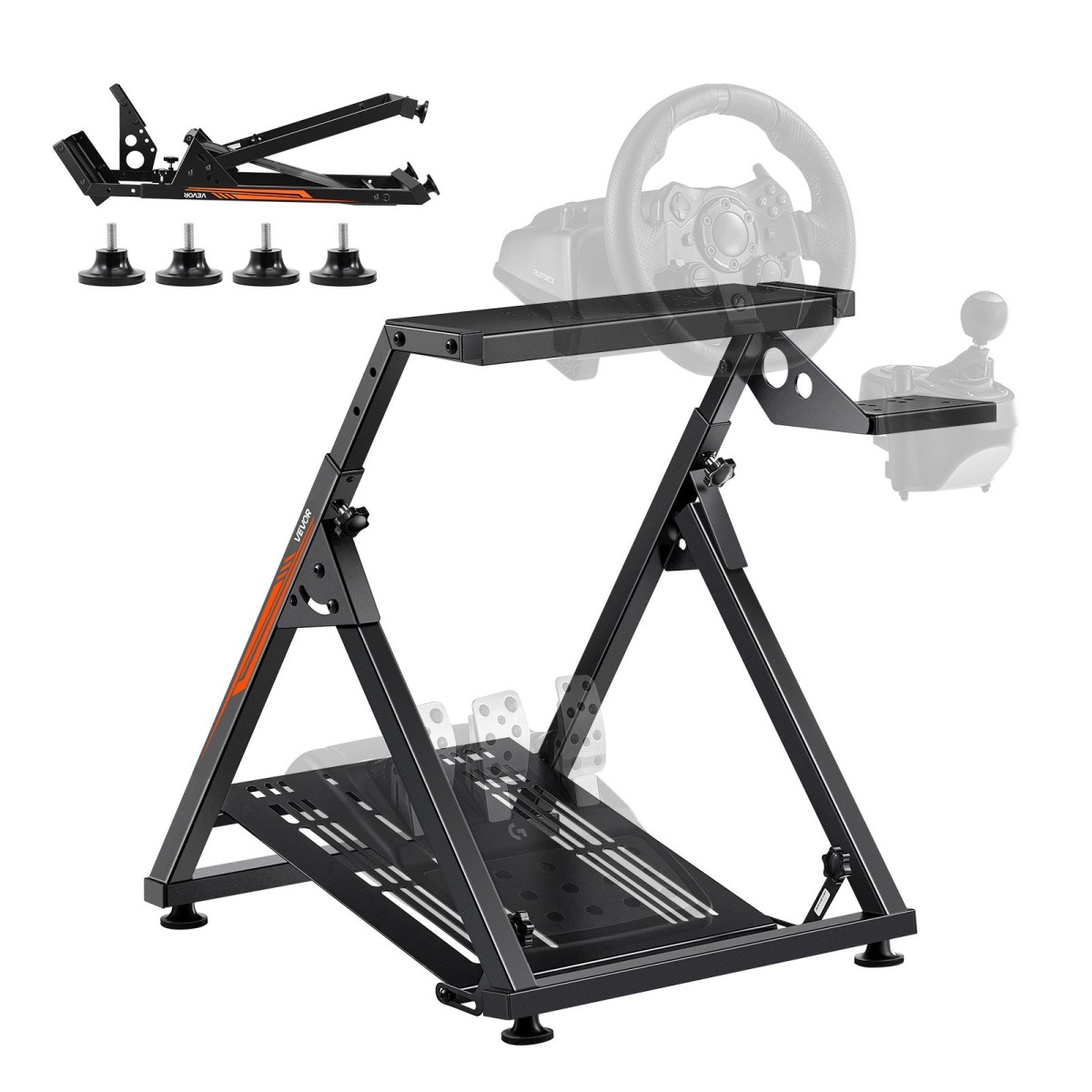 VEVOR Racing Wheel Stand, Ρυθμιζόμενη και αναδιπλούμενη βάση προσομοιωτή για Logitech G923 G920 G29 G27, Thrustmaster T300RS TX F458 T500RS T3PA-PRO(F1/GT) Πιλοτήριο παιχνιδιών, Προσομοιωτής Πεντάλ ΔΕΝ Περιλαμβάνεται, Comp