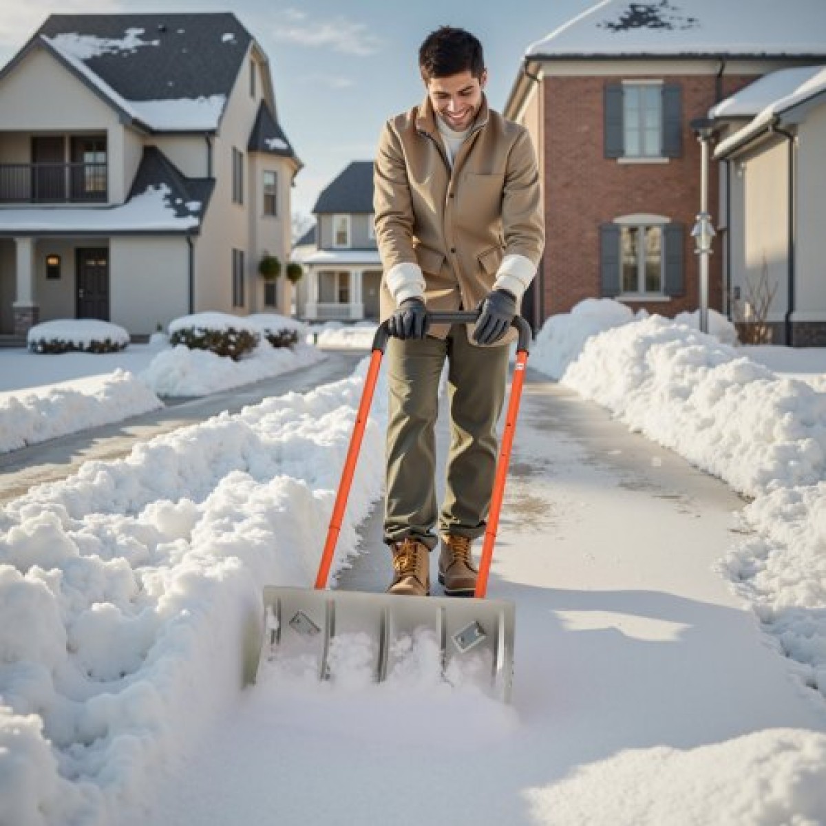 Φτυάρι Snow Pusher VEVOR με ρόδες, 61 cm Τροχοφόρο φτυάρι εκχιονιστή με διπλής κατεύθυνσης γωνιακή λεπίδα & ρυθμιζόμενη λαβή 90 μοιρών, μεταλλικά χειμωνιάτικα φτυάρια, φορητό εργαλείο αφαίρεσης χιονιού για Driveway Garden