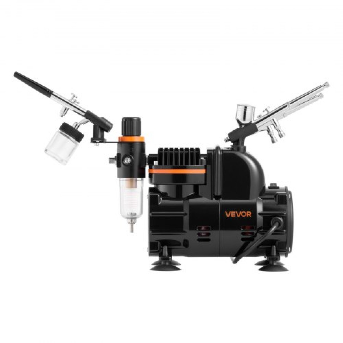 Σετ VEVOR Airbrush Kit, 1/6 HP, Air Brush Kit με αεροσυμπιεστή, 3 Dual-Action Professional Airbrushes with 3 Tips, Hose, Acrylic Paint, Brush, Low Noise, for Cake Decorating, Model Painting, Nail Art