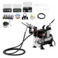 Σετ VEVOR Airbrush Kit, 1/6 HP, Air Brush Kit με αεροσυμπιεστή, 3 Dual-Action Professional Airbrushes with 3 Tips, Hose, Acrylic Paint, Brush, Low Noise, for Cake Decorating, Model Painting, Nail Art