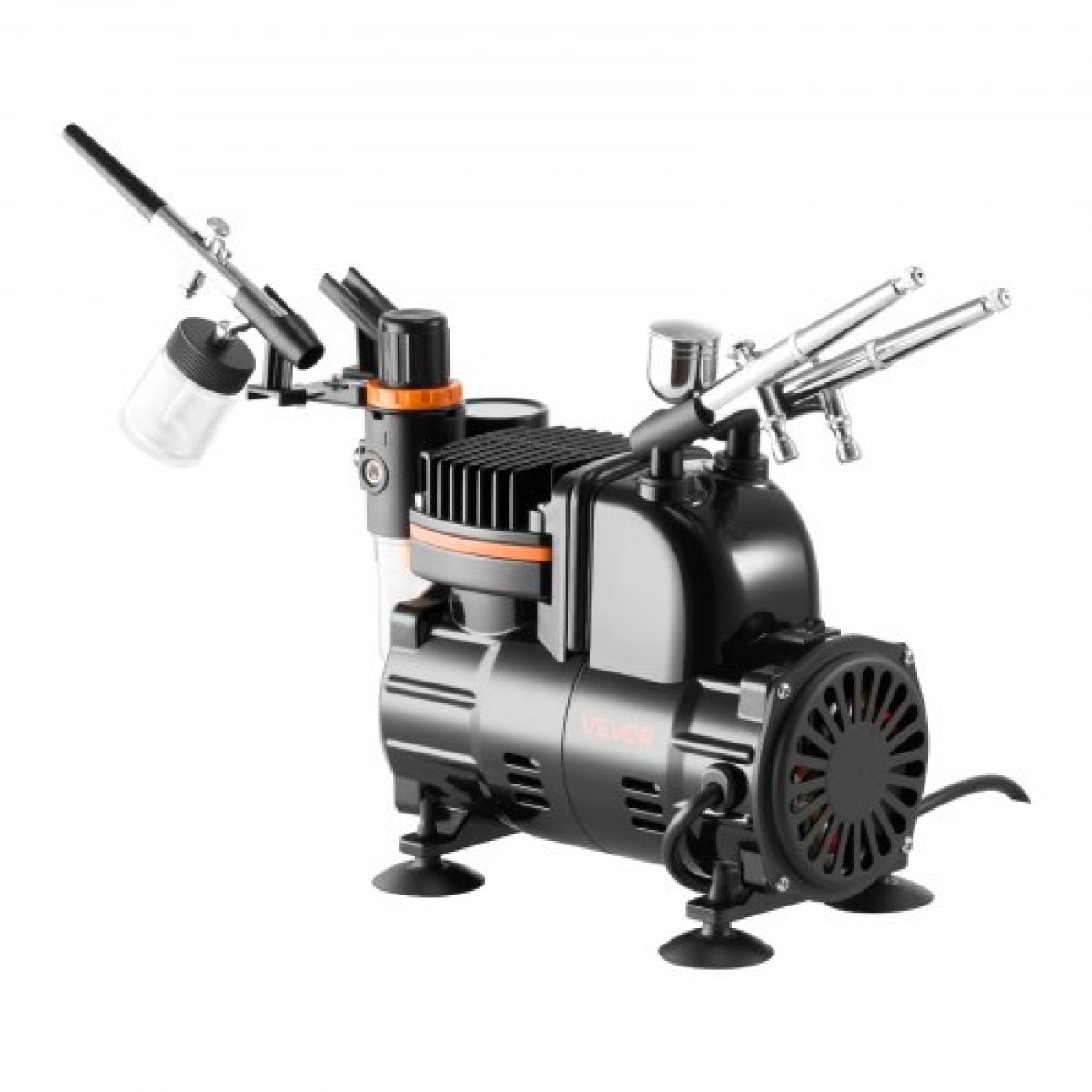 Σετ VEVOR Airbrush Kit, 1/6 HP, Air Brush Kit με αεροσυμπιεστή, 3 Dual-Action Professional Airbrushes with 3 Tips, Hose, Acrylic Paint, Brush, Low Noise, for Cake Decorating, Model Painting, Nail Art