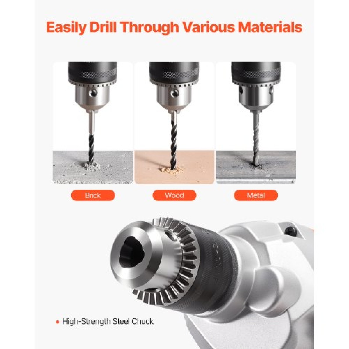VEVOR Drill Mixer, 12,7mm Corded Electric Drill Mixer Set, 0-850RPM 3.2A Mixing Drills, Mixing Drills Machine with D-Handle for Drilling & Blending, Handheld Chiment Mixer for Fodder, Paint, Cement