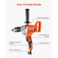 VEVOR Drill Mixer, 12,7mm Corded Electric Drill Mixer Set, 0-850RPM 3.2A Mixing Drills, Mixing Drills Machine with D-Handle for Drilling & Blending, Handheld Chiment Mixer for Fodder, Paint, Cement
