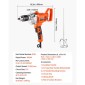 VEVOR Drill Mixer, 12,7mm Corded Electric Drill Mixer Set, 0-850RPM 3.2A Mixing Drills, Mixing Drills Machine with D-Handle for Drilling & Blending, Handheld Chiment Mixer for Fodder, Paint, Cement