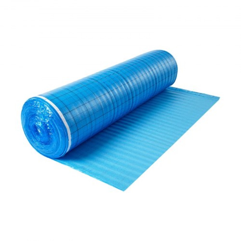 VEVOR Floor Underlayment 18.6 m² 3mm 3-in-1 Vapor Barrier for Laminate Blue