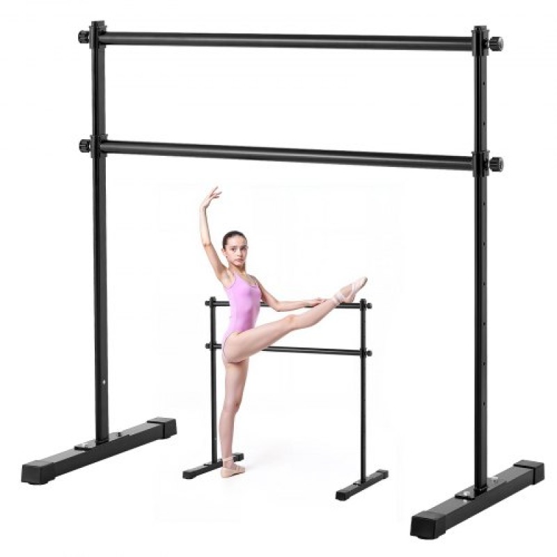 VEVOR Ballet Barre, Double Barre Bar για το σπίτι, ανεξάρτητες φορητές μπάρες χορού τεντώματος μπαλέτου, ρυθμιζόμενο ύψος Anti-Wobble Fitness Gym Studio Equipment, for Pilates Balance Workout