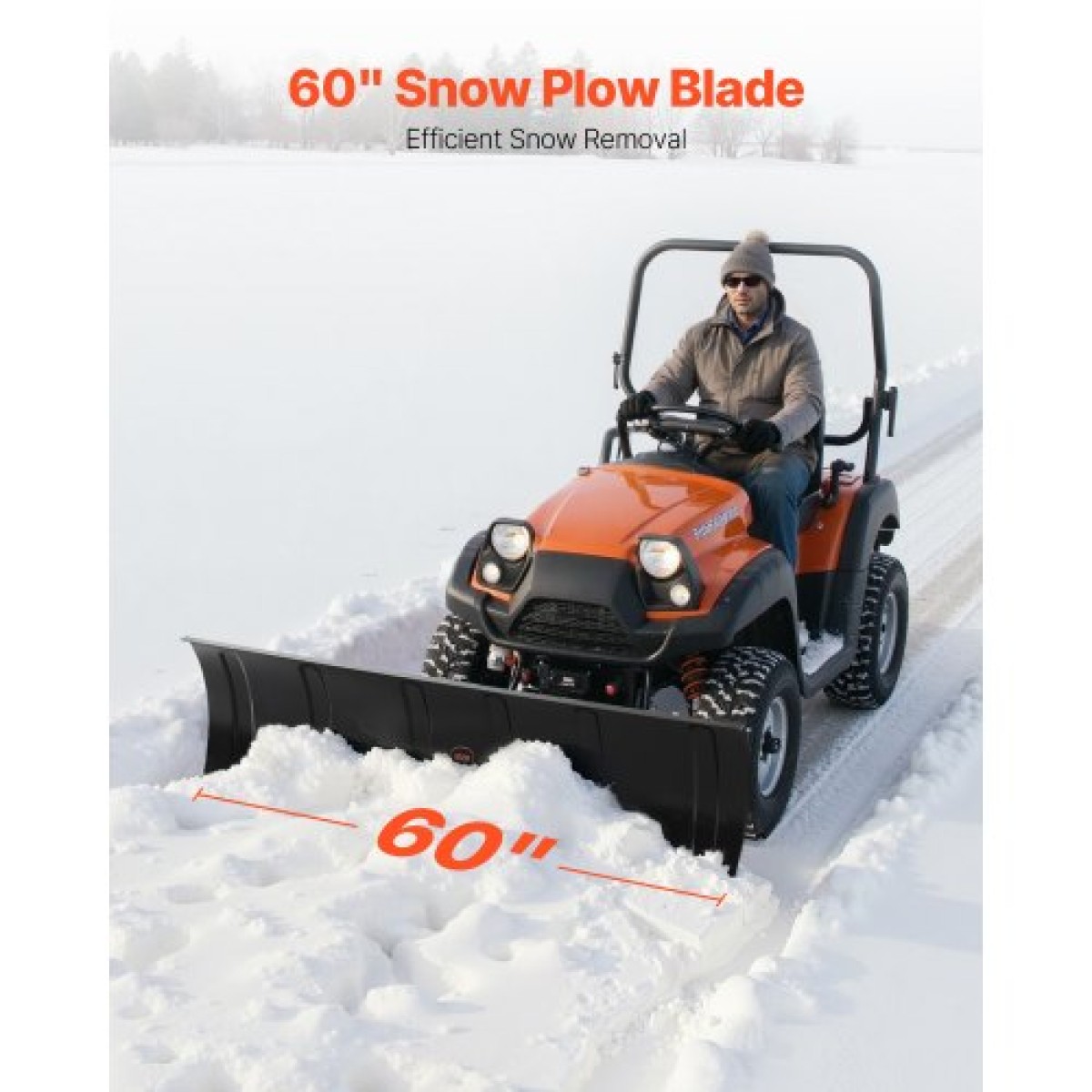 Κιτ VEVOR Snow Plough, 1524 mm Universal Εξάρτημα Χιονιού, ρυθμιζόμενο ύψος & αριστερά-δεξιά, γρήγορη αποσύνδεση, ατσάλινη λεπίδα απόξεσης ATV, 3 επιλογές τοποθέτησης, αποτελεσματικό καθάρισμα χιονιού, για τα περισσότερα ATV και UTV