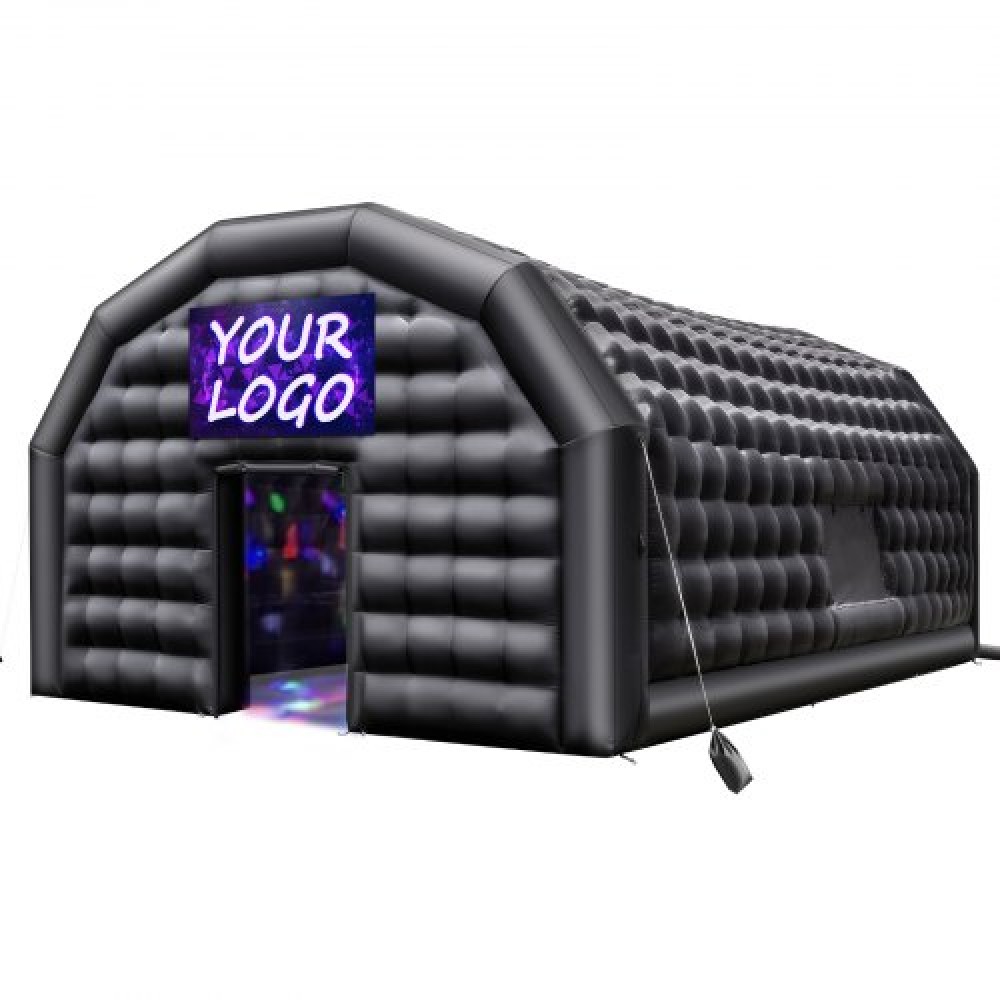 VEVOR Inflatable Nightclub, 8 x 6 x 4 m Inflatable Party Tent with 1100W Blower & Sandbag, Ventilated Blow up Night Club with 2 Windows, Air Cube House for Event Birthday Wedding Party