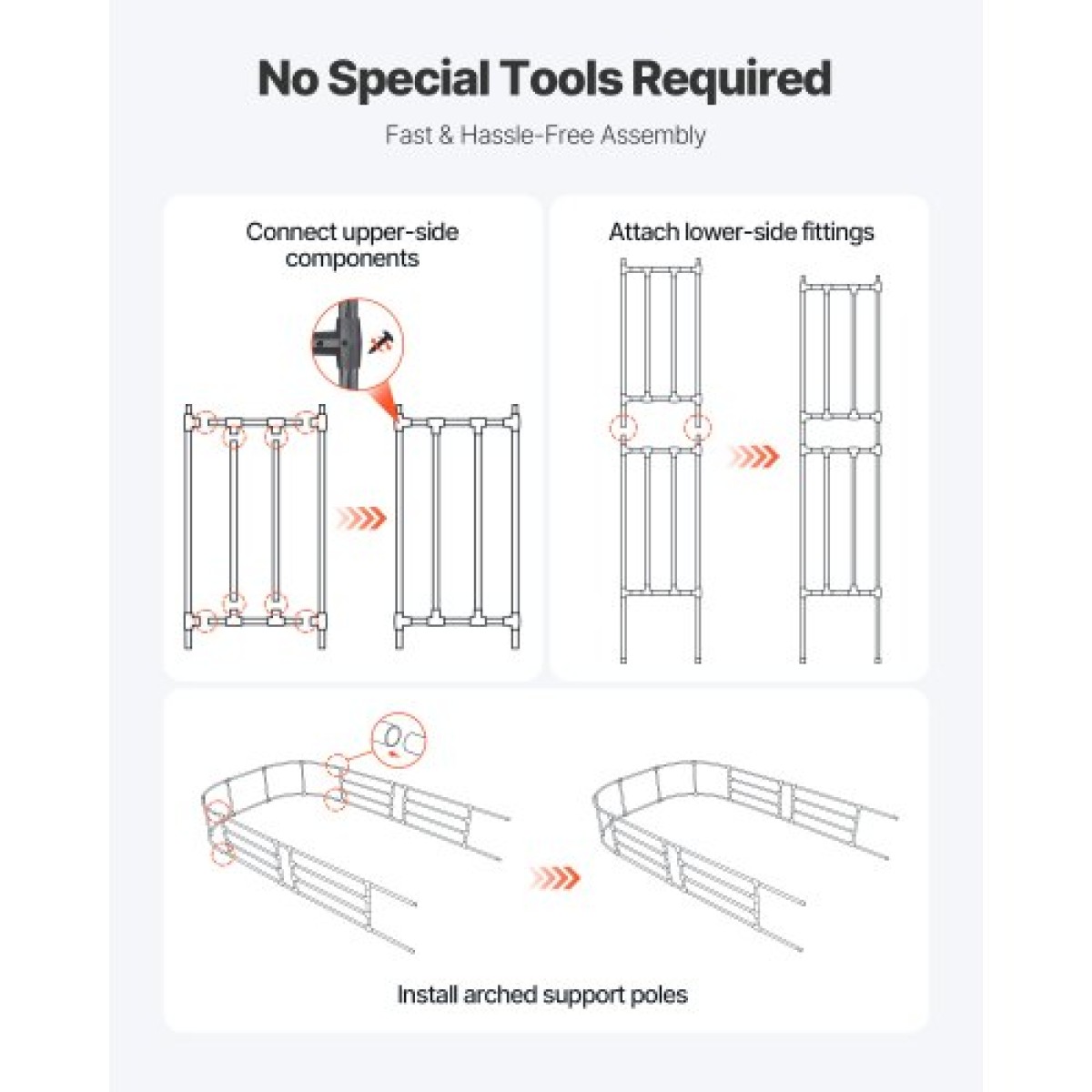 VEVOR Garden Arbor, 2,4 (Υ) x 1,5 (Π) x 0,4 (Β) m Μεταλλική Αψίδα, Στιβαρή Αψίδα Καφασωτών εξωτερικού χώρου με Πασσάλους, Εύκολη Συναρμολόγηση, Πέργκολα Arbor for Plant Climbing Yard Lawn Wedding Party
