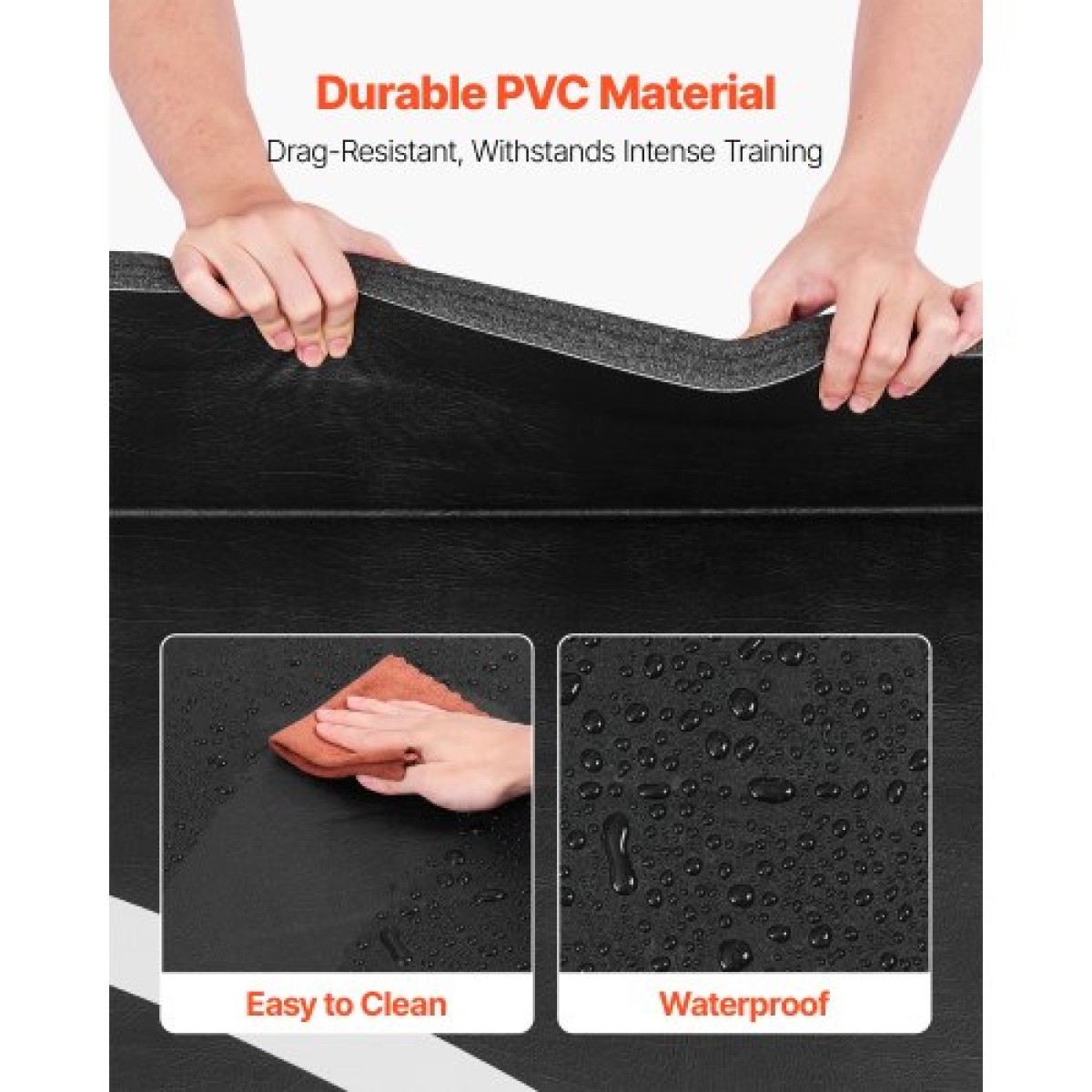 VEVOR 3x3m Wrestling Mat, Martial Arts Thick Mat for Home Gym Workouts Exercise, Αδιάβροχα PVC Roll-Up Προπονητικά χαλάκια με κύκλους, για Γυμναστική, Τατάμι, Jiu Jitsu BJJ MMA Τζούντο, Πυγμαχία, Μαύρο