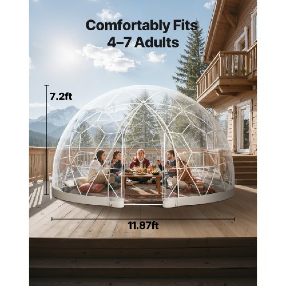 VEVOR Garden Dome Igloo, 3,6 x 2,2 m Υπαίθρια σκηνή Clear Bubble για 4-7 άτομα, Θερμοκήπιο Geodesic Dome με Παράθυρο, Αδιάβροχο Γεωδαιτικό Θόλο με Παράθυρο, Σκηνή PVC Igloo για Γάμο Κάμπινγκ Αίθριων στην πίσω αυλή