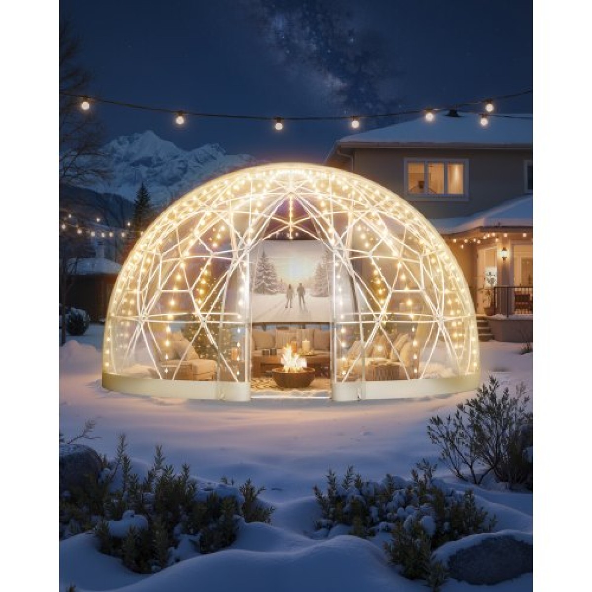 VEVOR Garden Dome Igloo, 3,6 x 2,2 m Υπαίθρια σκηνή Clear Bubble για 4-7 άτομα, Θερμοκήπιο Geodesic Dome με Παράθυρο, Αδιάβροχο Γεωδαιτικό Θόλο με Παράθυρο, Σκηνή PVC Igloo για Γάμο Κάμπινγκ Αίθριων στην πίσω αυλή