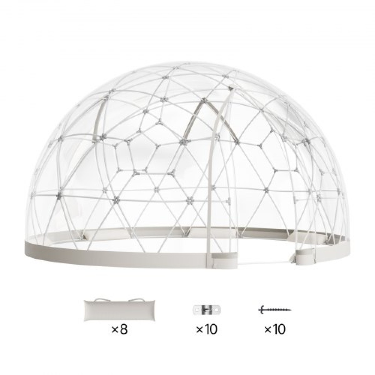 VEVOR Garden Dome Igloo, 3,6 x 2,2 m Υπαίθρια σκηνή Clear Bubble για 4-7 άτομα, Θερμοκήπιο Geodesic Dome με Παράθυρο, Αδιάβροχο Γεωδαιτικό Θόλο με Παράθυρο, Σκηνή PVC Igloo για Γάμο Κάμπινγκ Αίθριων στην πίσω αυλή