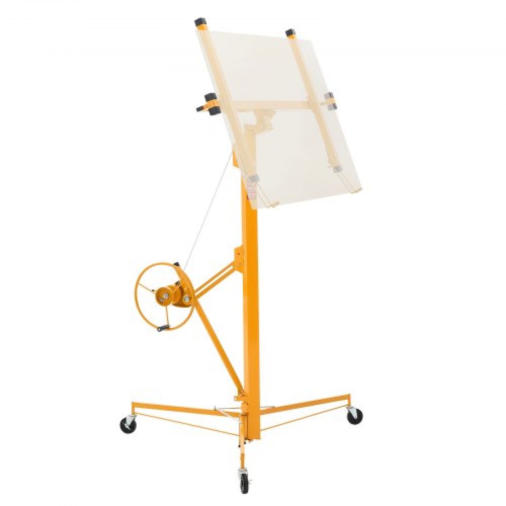 VEVOR 4877 mm Drywall Lift, Heavy-Duty 68 kg Sheetrock Hoist with Adjustable Telescoping Arm, Lockable Wheels, Drywall Lifter Panel Jack Hoist Tools Ideal for Ceiling & Wall Installation (Yellow)